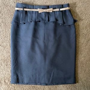 Limited blue pencil skirt with belt, size 6